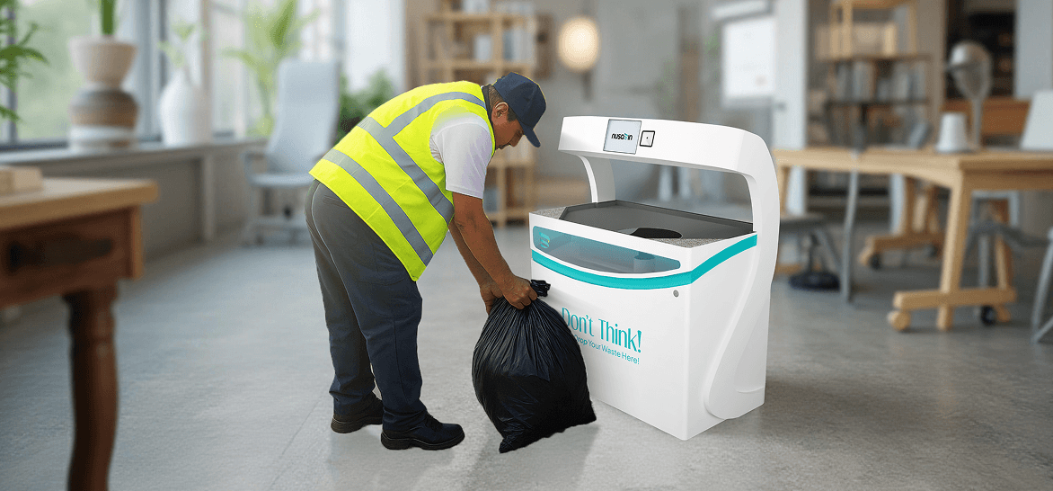 Operator collecting sorted waste bag from Srikandi